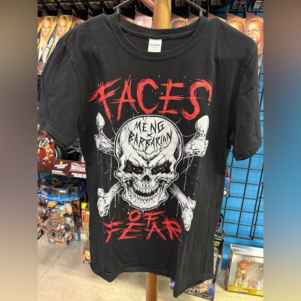Meng Barbarian WWE Gildan Black and Red Short Sleeve Tees